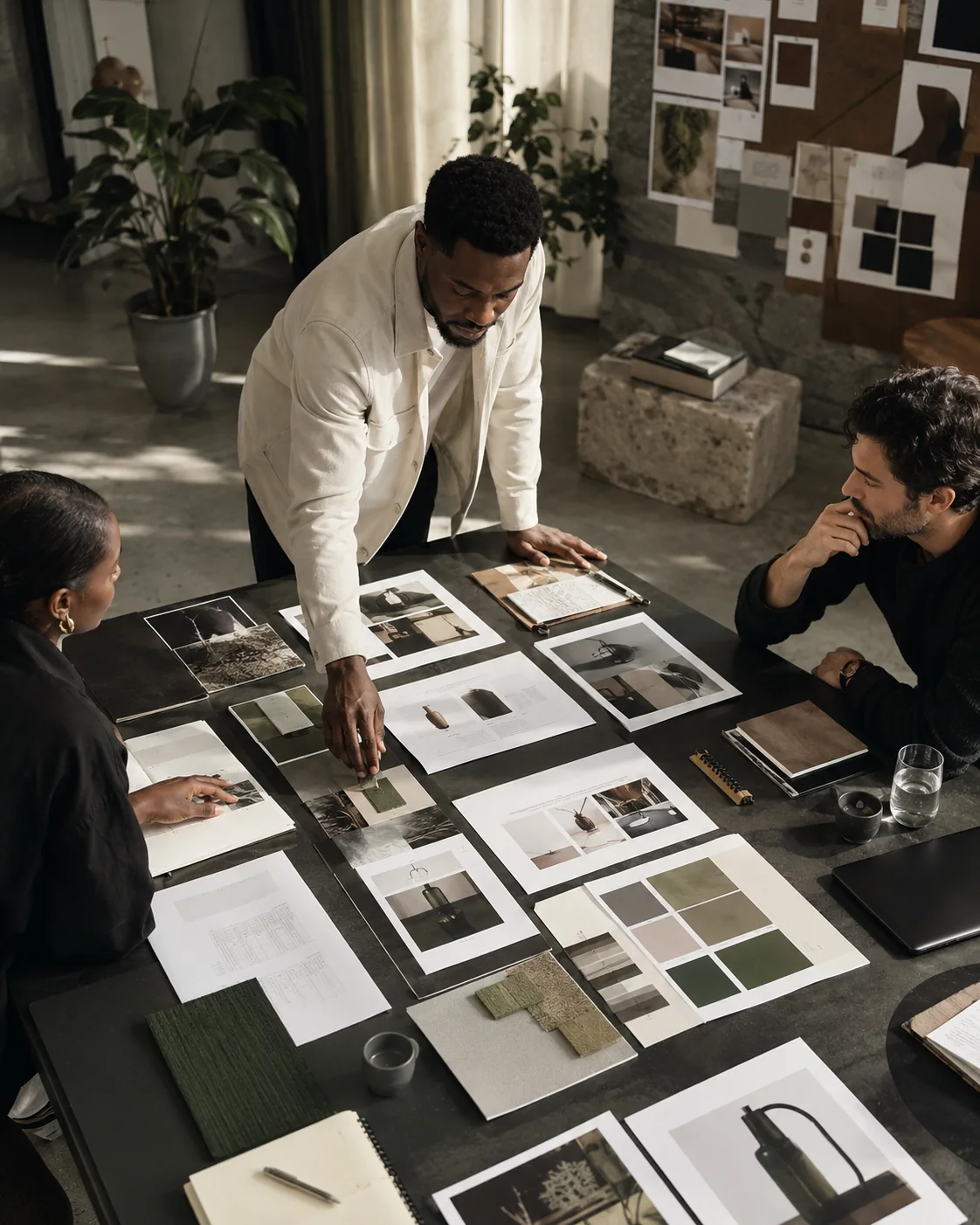 Organised feedback, folders, and creative assets being reviewed before approval.